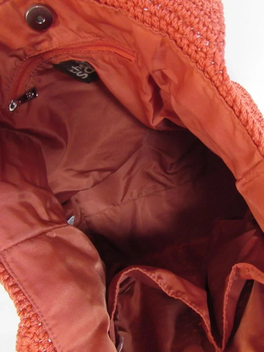 The Sak Orange Double Handle Lined Hobo Shoulder Bag